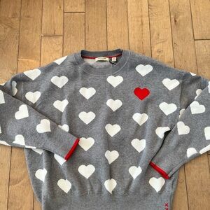 Scotch & Soda Gray Sweater with Heart Pattern NWOT
